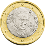 1 Euro Città del Vaticano Benedetto XVI dritto