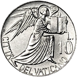 10 Lire Città del Vaticano Giovanni Paolo II 1985 verso