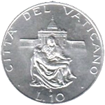 10 Lire Città del Vaticano Giovanni Paolo II 1987 verso