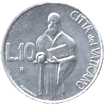 10 Lire Città del Vaticano Giovanni Paolo II 1991 verso