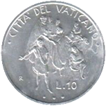 10 Lire Città del Vaticano Giovanni Paolo II 1995 verso