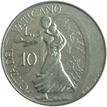 10 Lire Città del Vaticano Giovanni Paolo II 1996 verso