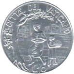 10 Lire Città del Vaticano Giovanni Paolo II 1999 verso