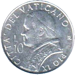 10 Lire Città del Vaticano Giovanni Paolo II 2001 verso