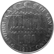 100 Lire San Marino 1977 dritto