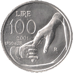 100 Lire San Marino 2001 verso