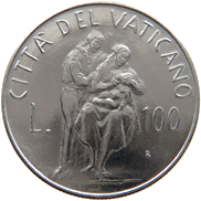 100 Lire Città del Vaticano Giovanni Paolo II 1982 verso