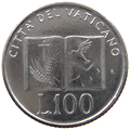 100 Lire Città del Vaticano Giovanni Paolo II 1992 verso