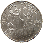 100 Lire Città del Vaticano Giovanni Paolo II 1994 verso