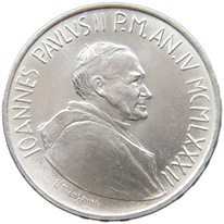 1.000 Lire argento Città del Vaticano Giovanni Paolo II 1982 dritto