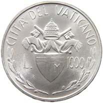 1.000 Lire argento Città del Vaticano Giovanni Paolo II 1982 verso