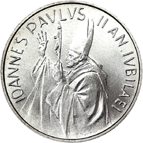 1000 Lire argento Città del Vaticano Giovanni Paolo II 1983 Anno Santo dritto