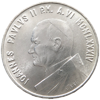 1.000 Lire argento Città del Vaticano Giovanni Paolo II 1984 dritto