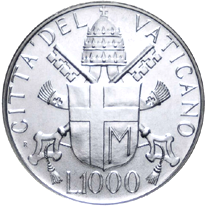 1.000 Lire argento Città del Vaticano Giovanni Paolo II 1988 verso