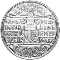 1.000 Lire argento Città del Vaticano Giovanni Paolo II 1993 verso