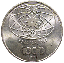 1.000 lire argento verso