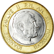 1.000 Lire Città del Vaticano Giovanni Paolo II 1997 dritto