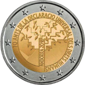 2 Euro Commemorativo Andorra 2018 - Anniversario Dichiarazione diritti umani