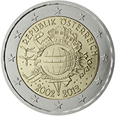 2 Euro Commemorativo Austria 2012 - 10 anniversario dell'Euro