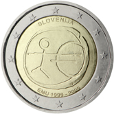 2 Euro Commemorativo Slovenia 2009 Unione Economica e Monetaria