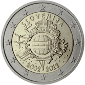 2 Euro Commemorativo Slovenia 2012 - 10 anniversario dell'Euro