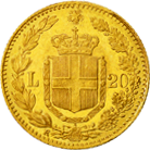 20 Lire Regno Italia Umberto I verso