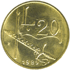 20 Lire San Marino 1989 verso