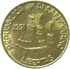 20 Lire San Marino 1991 dritto