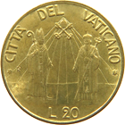 20 Lire Città del Vaticano Giovanni Paolo II 1990 verso