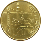 20 Lire Città del Vaticano Giovanni Paolo II 1991 verso