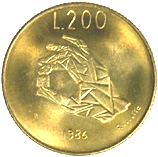 200 Lire San Marino 1986 verso