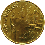 200 Lire Città del Vaticano Giovanni Paolo II 1991 verso