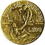 200 Lire Città del Vaticano Giovanni Paolo II 1998 verso