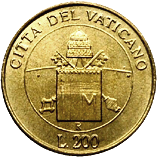 200 Lire Città del Vaticano Giovanni Paolo II 2000 verso