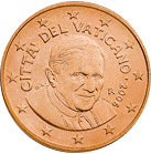 5 eurocent Città del Vaticano Benedetto XVI dritto