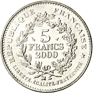 5 Franchi Quinta Repubblica Écu d'or de Saint-Louis verso