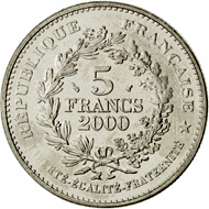 5 Franchi Quinta Repubblica Franc à cheval de Jean Le  Bon verso