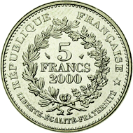 5 Franchi Quinta Repubblica Louis d'or de Louis XIII verso