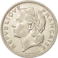 5 Franchi Terza Repubblica Lavrillier nickel dritto