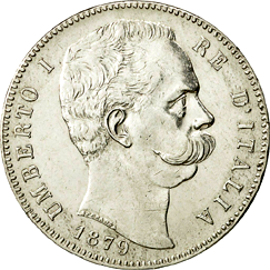 5 Lire Regno Italia Umberto I dritto