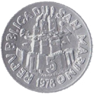 5 Lire San Marino 1978 dritto