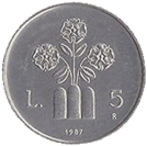 5 Lire San Marino 1987 verso