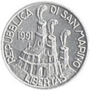 5 Lire San Marino 1991 dritto