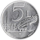 5 Lire San Marino 1991 verso