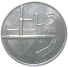 5 Lire San Marino 1993 verso