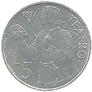 5 Lire San Marino 1997 verso