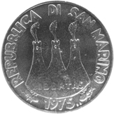 50 Lire San Marino 1975 dritto