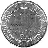 50 Lire San Marino 1977 dritto