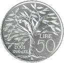 50 Lire San Marino 2001 verso