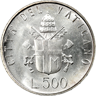 500 Lire argento Città del Vaticano Giovanni Paolo II 1981 verso